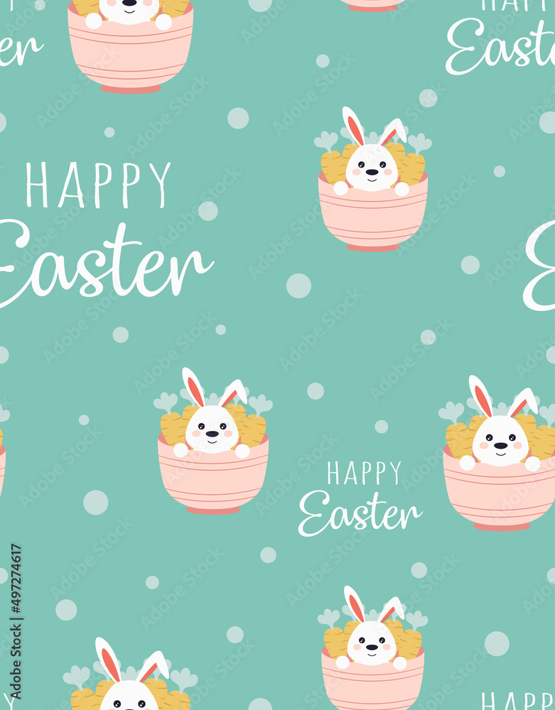seamless pattern with cute rabbit in cup seamless pattern with cute rabbit in cup