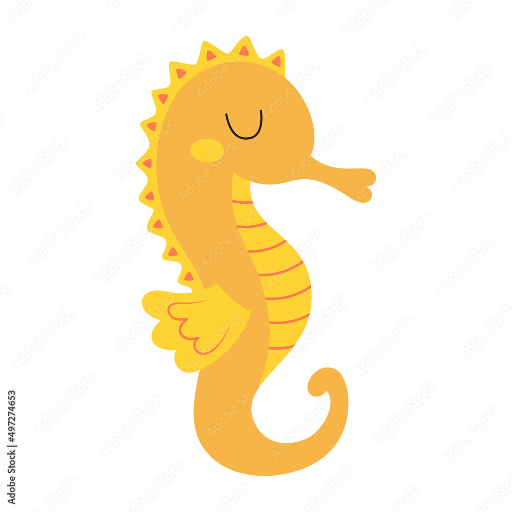 Fototapeta premium vector illustration with cute seahorse in cartoon style