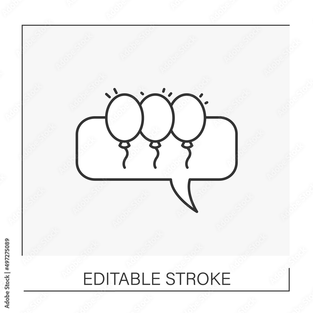 Reflections line icon. Fantasize about parties. Balloons for room decoration. Funtime. Dreams concept. Isolated vector illustration. Editable stroke Reflections line icon. Fantasize about parties. Balloons for room decoration. Funtime. Dreams concept. Isolated vector illustration. Editable stroke