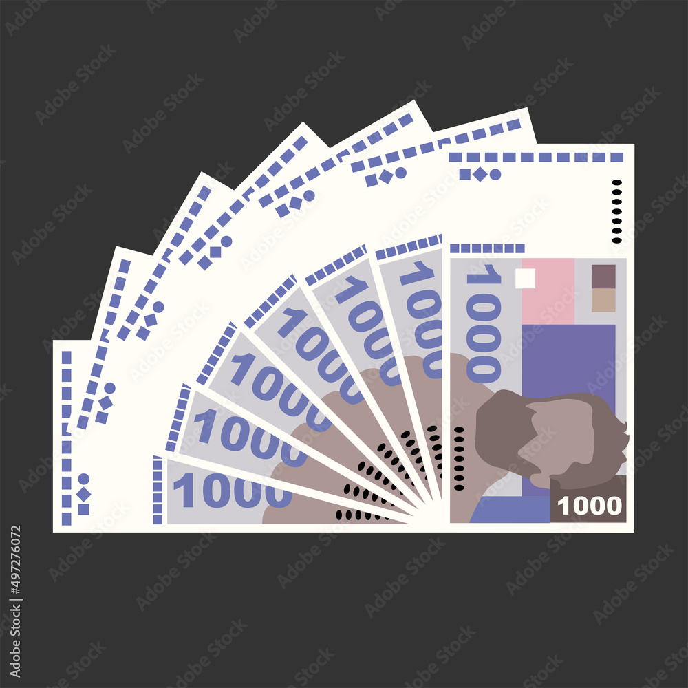 Croatian Kuna Vector Illustration. Croatia money set bundle banknotes