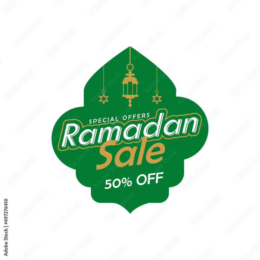 Green ramadan sale sticker design template concept Green ramadan sale sticker design template concept