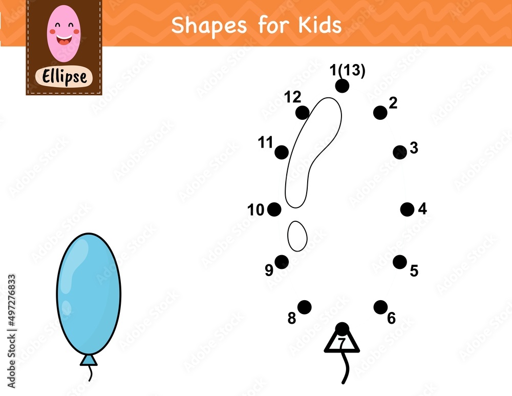 Connect the dots and draw a ballon. Dot to dot number game for kids