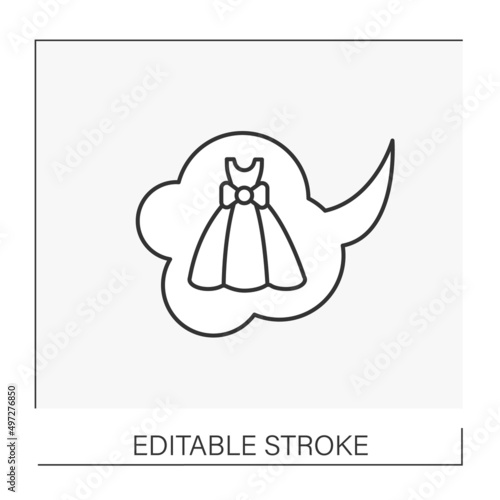  Reflections line icon. Fantasize about the perfect wedding dress. Fashionable clothing. Dreams concept. Isolated vector illustration. Editable stroke
