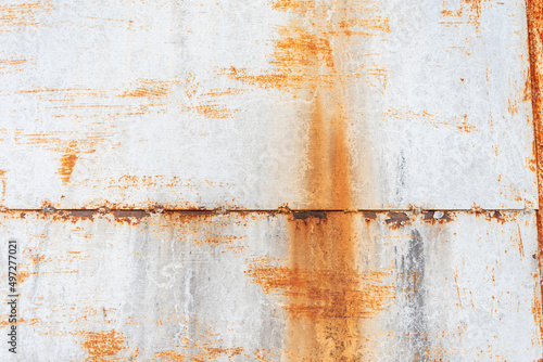 rust on an old wall background, A RUSTY JOINT OR WELDING SEAM.