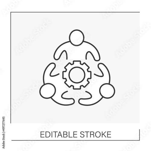  Cooperation line icon. Effective cooperation. Common configurations.Teamwork. Team concept. Isolated vector illustration. Editable stroke