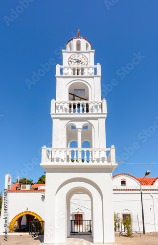 Bell tower of Tsambika monastery on Rhodes island, Greece