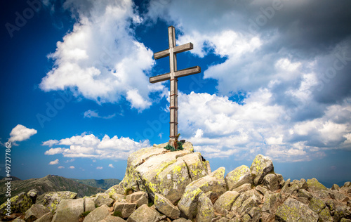 Cross on top of the hill Dumbier at Slovakia