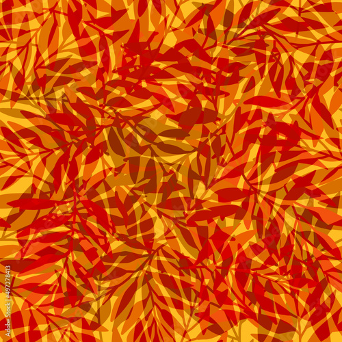 Bright red transparent autumn leaves seamless pattern for design use