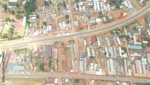 aerial drone view of Kapenguria is a town lying north east of Kitale and the capital of the West Pokot County, Kenya, continent of Africa photo