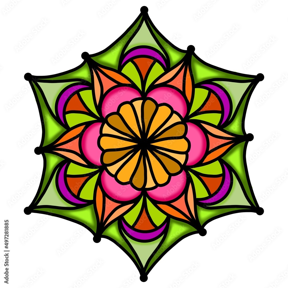Mandala Flower Decorative Elements Vintage Oriental Pattern