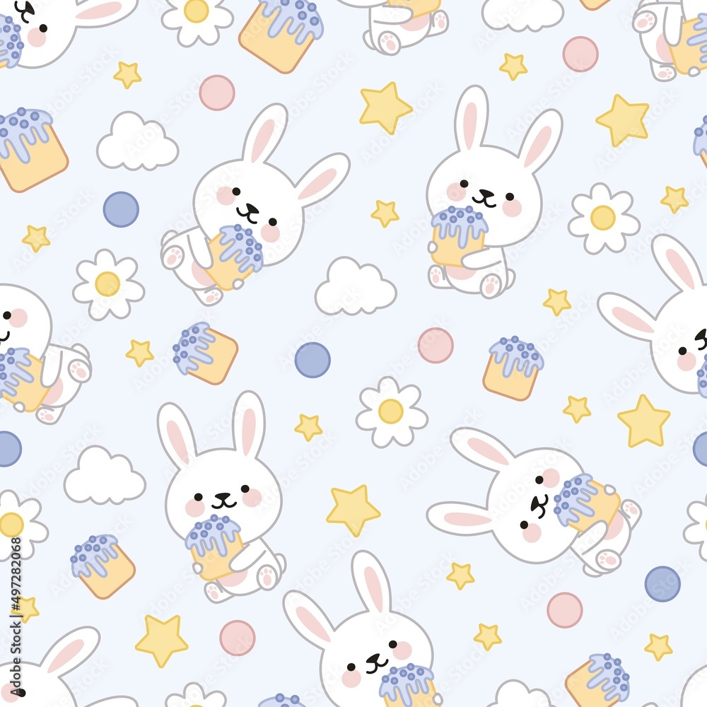 Bunny pattern with Easter cake. Bunny pattern with Easter cake.