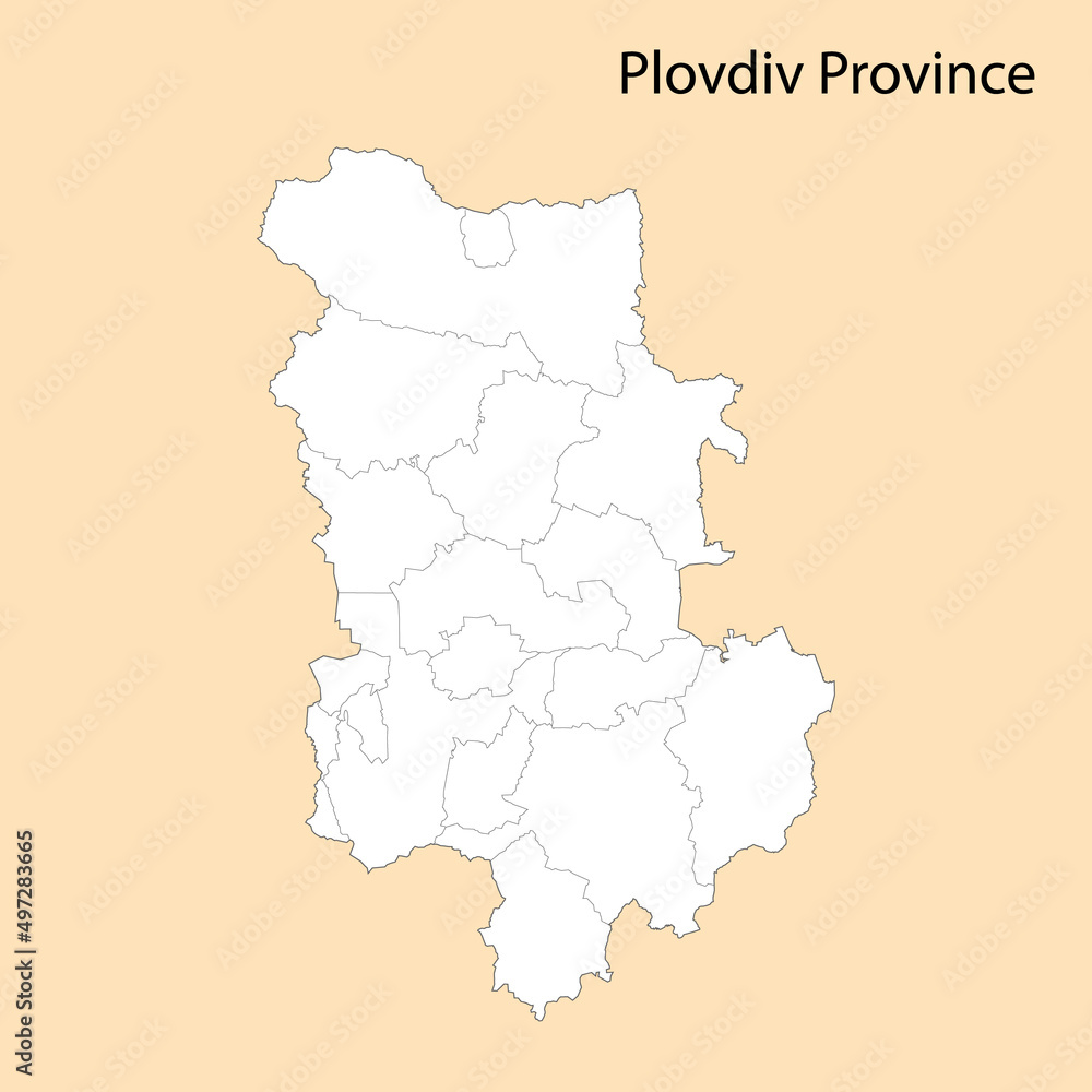 Obraz premium High Quality map of Plovdiv is a province of Bulgaria