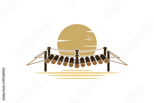 Wooden Bridge Sunset Illustration Design Inspiration