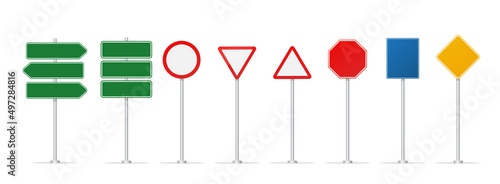 Set road signs isolated on white background. Traffic signs. Vector stock