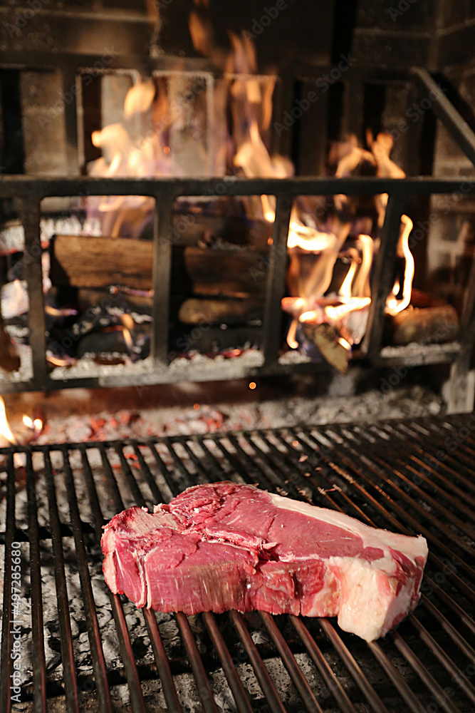 meat, steak, embers, cuisine, fire, flavor, grill, food, eat, cook