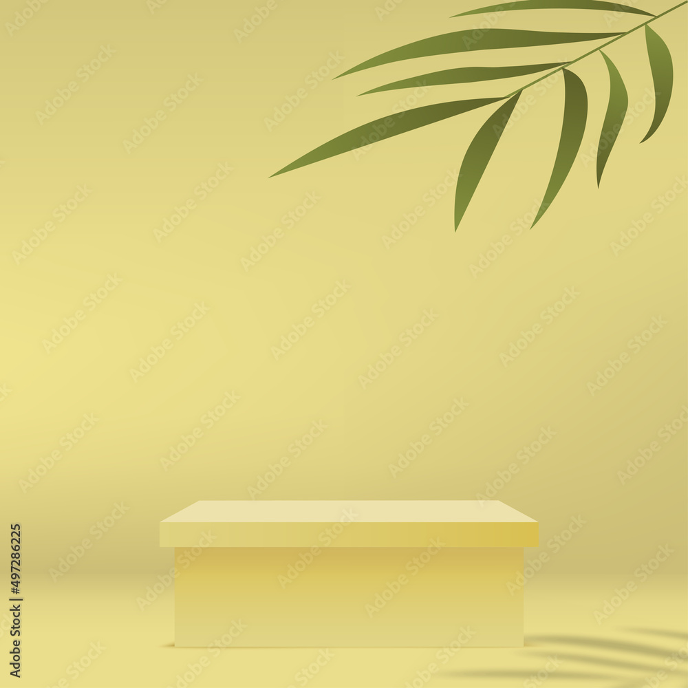 Abstract minimal scene with geometric forms. Yellow podium in yellow background for product presentation. Vector Abstract minimal scene with geometric forms. Yellow podium in yellow background for product presentation. Vector