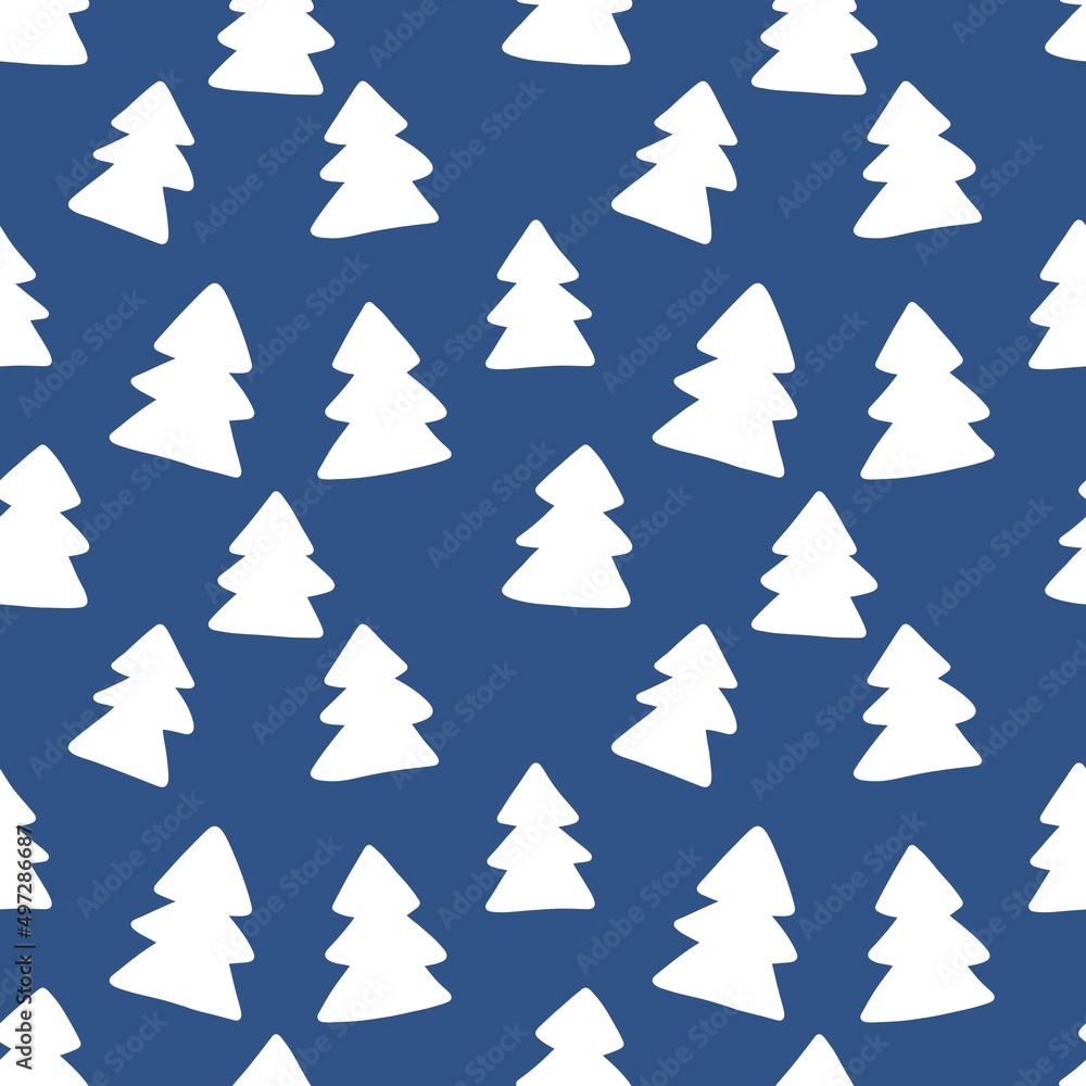Obraz premium Doodle green cute Christmas tree for fabrics and gifts
