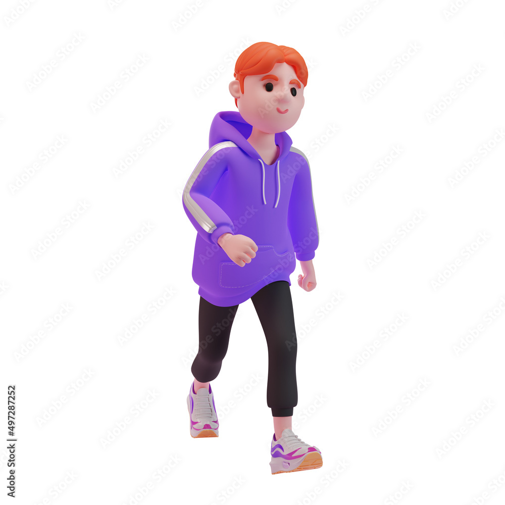 young boy feeling happy when jogging. 3d character. 3d illustration. young boy feeling happy when jogging. 3d character. 3d illustration.