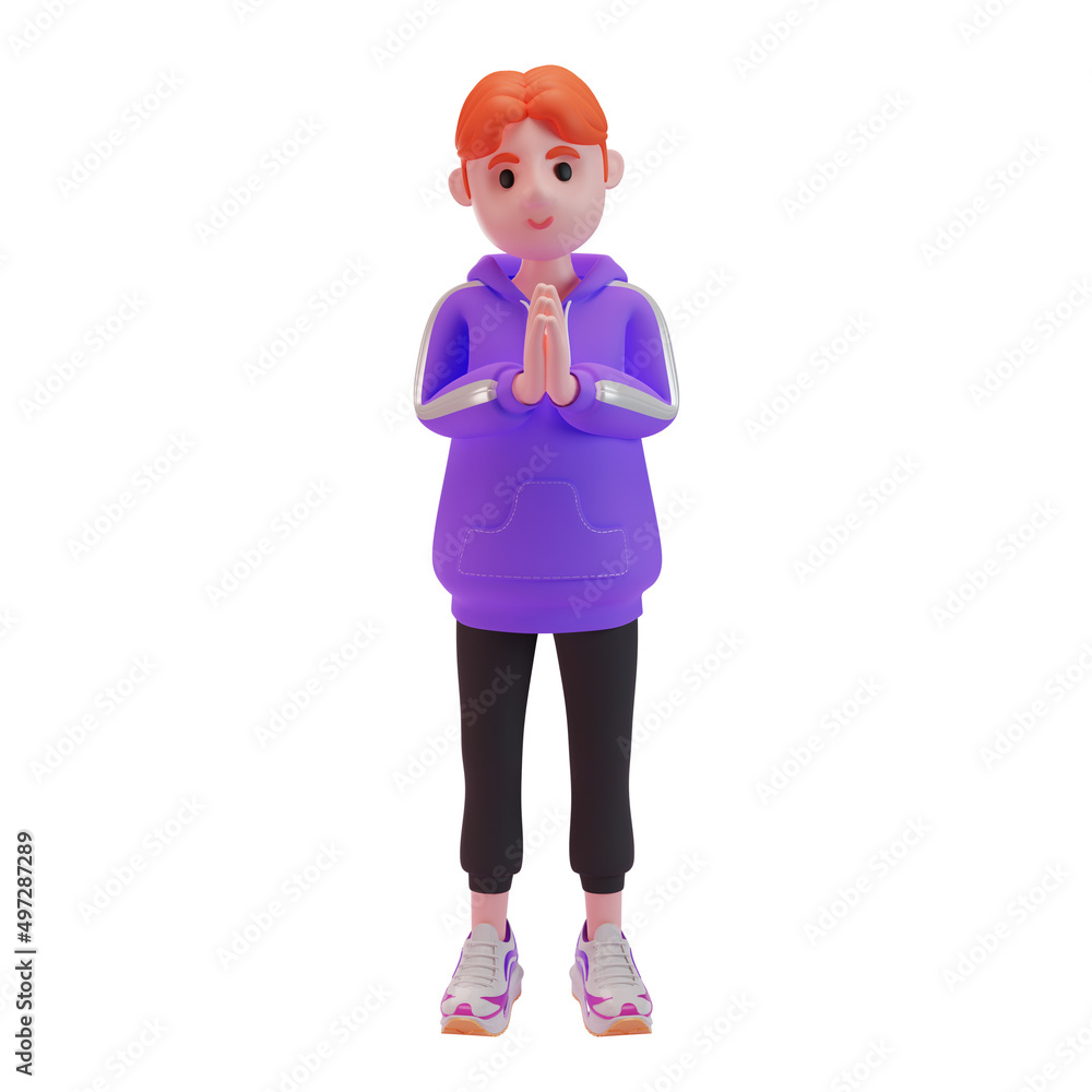 young boy shows greeting gesture. 3d character. 3d illustration. young boy shows greeting gesture. 3d character. 3d illustration.