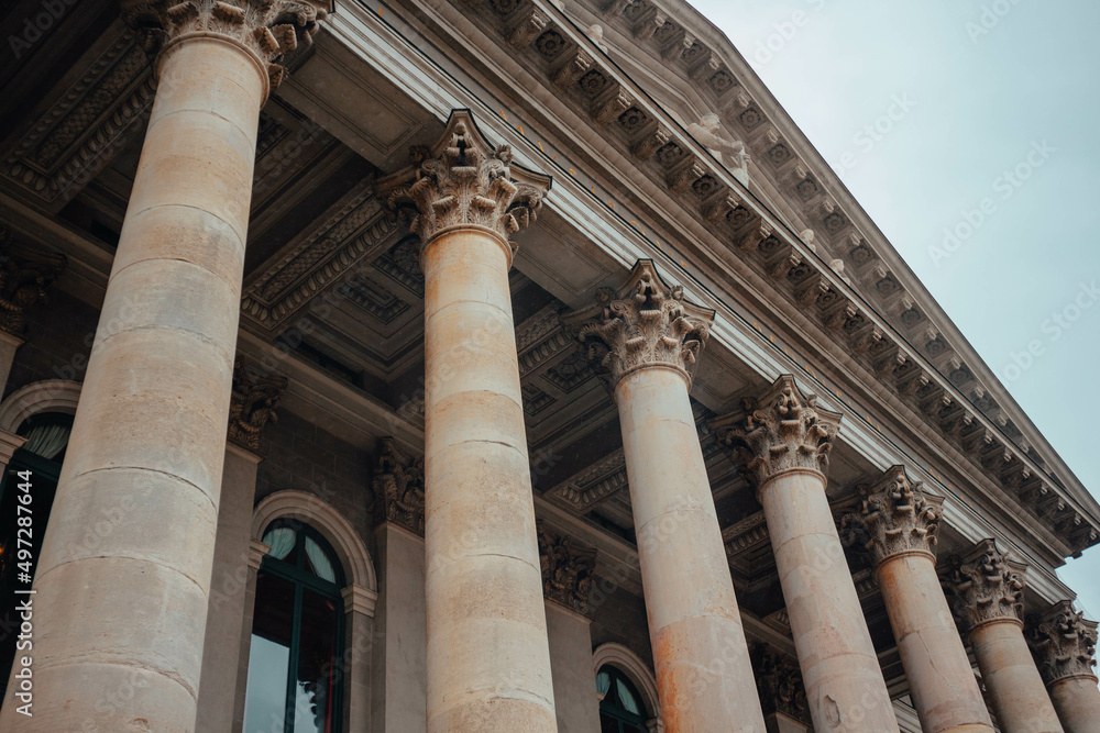 Detail of the pantheon city. Beautiful landmark in the city of Munich, in Germany. Tourist attraction.