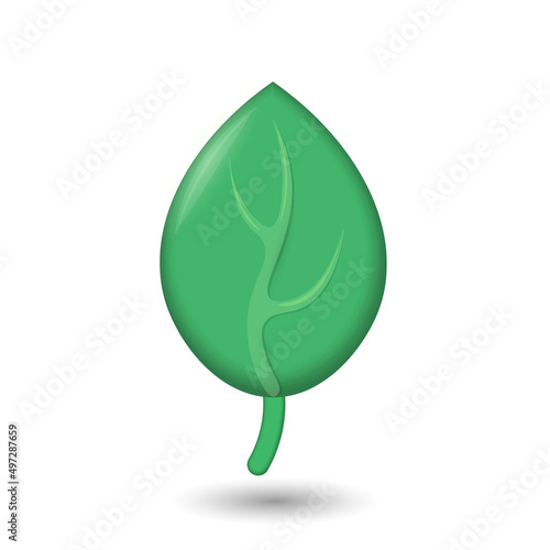 Cartoon green leaf ecology concept. Organic plant extract non gmo symbol. Flat natural seedling farm market vector illustration