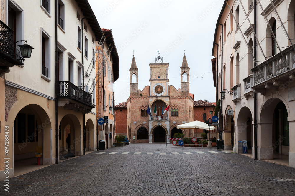 Communal Palace of Pordenone on the end of the beautiful medieval Corso Vittorio Emanuelle II street