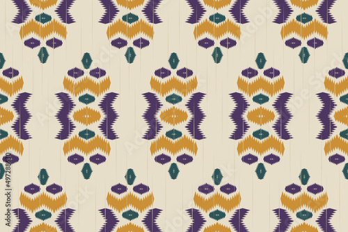 Ethnic oriental ikat seamless pattern traditional. Fabric Indian style. Design for background, wallpaper, vector illustration, fabric, clothing, carpet, textile, batik, embroidery.