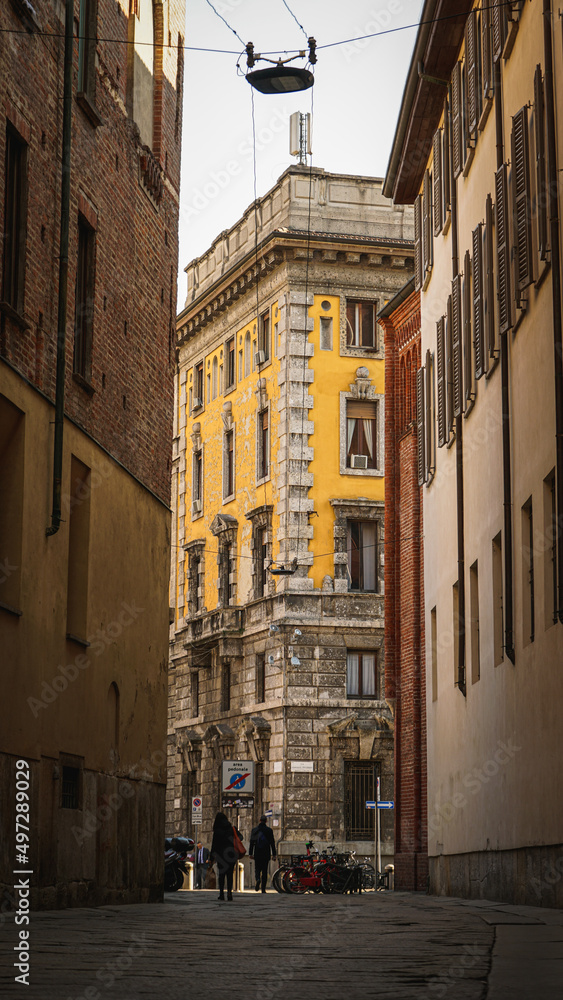 side street view of a beautiful Italian building