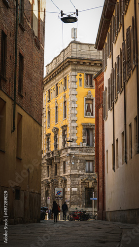 side street view of a beautiful Italian building