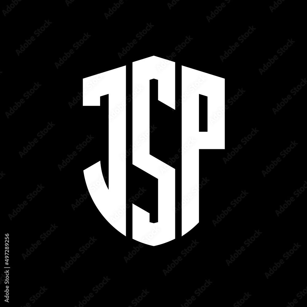 JSP letter logo design. JSP modern letter logo with black background ...