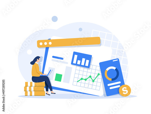 Investment and Analysis Money Cash Profits Metaphor,Employee or Manager Making Investing Plans
