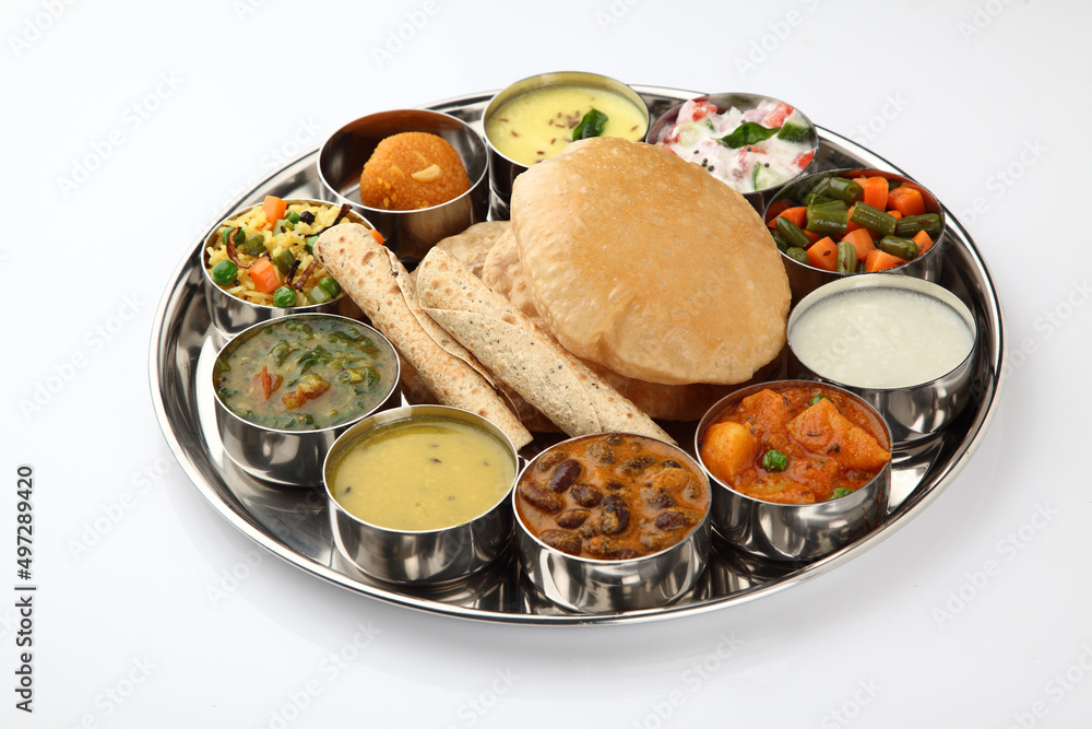 Indian FOOD , Indian food thali, north Indian thali Stock Photo Adobe