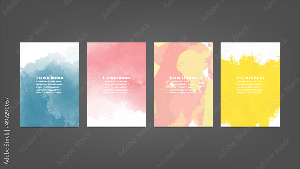 Set of colorful vector watercolor backgrounds for poster, brochure or flyer, Bundle of watercolor posters, flyers or cards. Banner template.