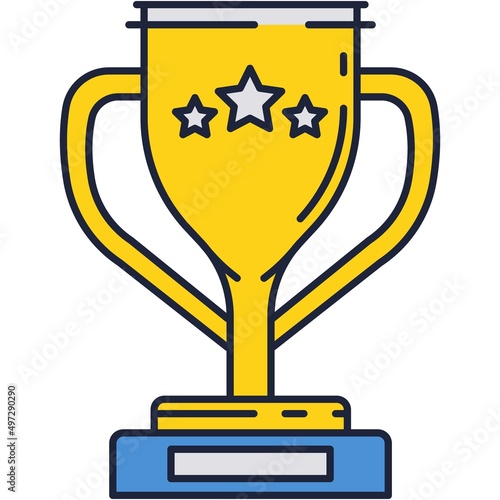 Champion gold trophy goblet cup icon vector