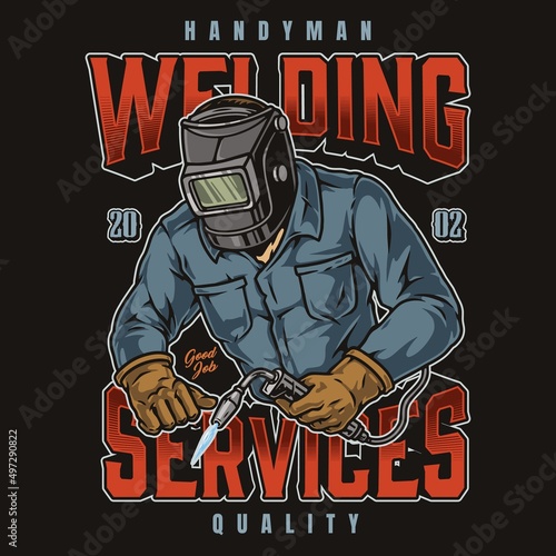 Metalworker with torch colorful patch