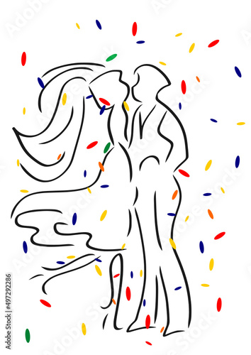 Couple dansant et cotillons
