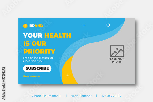 video thumbnail for Medical healthcare and web banner template. promotion banner design for live business workshop. video cover for doctor. Dental clinic social media health service vector layout.