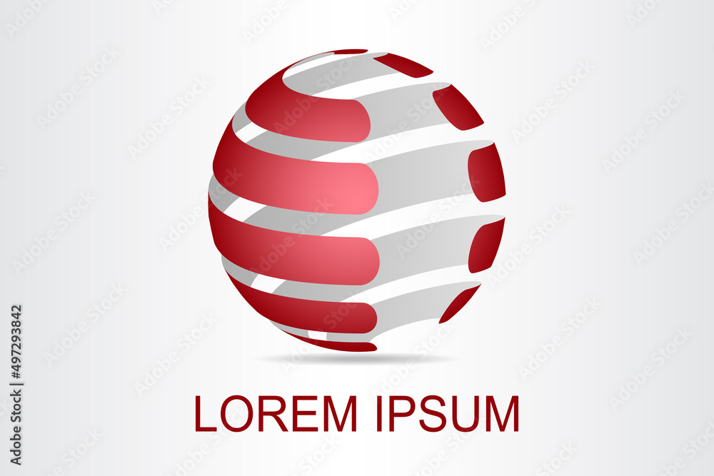 Abstract technology logo stylized spherical surface with abstract shapes. This logo is suitable for global company, world technologies, media and publicity agencies