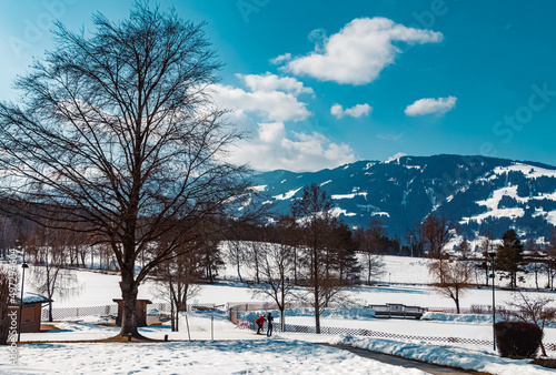 Beautiful alpine winter view near Saalfelden am Steinernen Meer, Salzburg, Austria