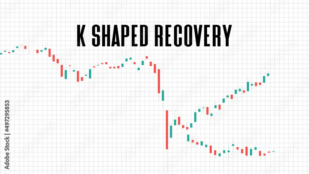 abstract background of k shaped recovery stock market on white background abstract background of k shaped recovery stock market on white background