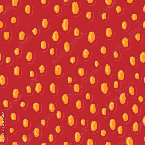 Wild strawberry peel and pits vector seamless pattern. Summer forest berry hand drawn texture for wallpaper, textile, wrapping paper, fabric, packaging, greeting cards. Fruit flat cartoon background
