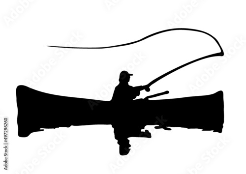 fishing in canoe