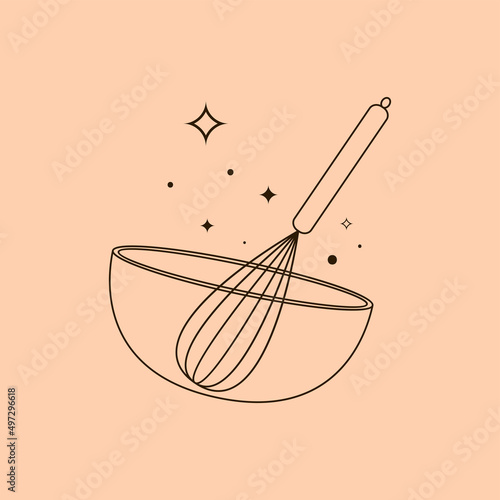 Bakery logo design. Bakery sign vector. Whisk logo design.