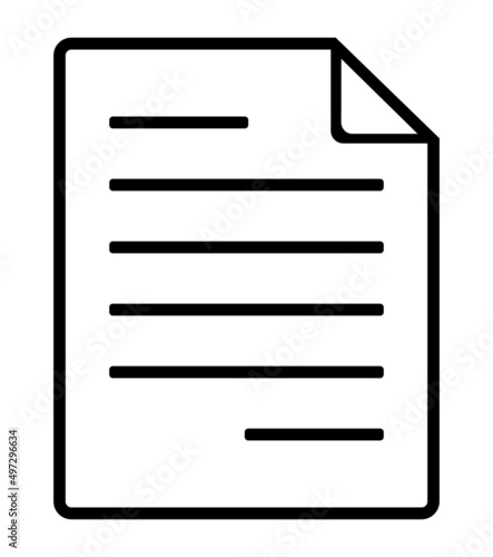 Paper document icon. Black vector pictogram.