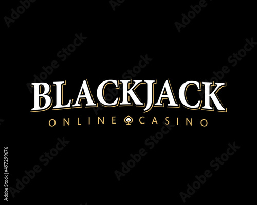Blackjack logo sign on a black background, isolated. Card casino online game. Vector illustration