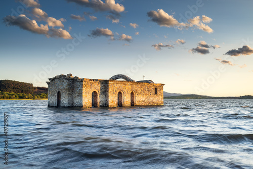 Abandoned church in dam Jrebchevo, Bulgaria photo