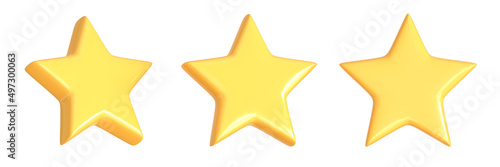 Minimal star symbol isolated on a white background. Rating stars icon for review product. 3d rendering  3d illustration