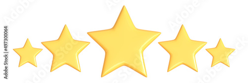 Minimal star symbol isolated on a white background. Rating stars icon for review product. 3d rendering  3d illustration