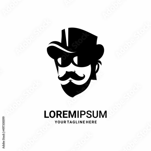 gentleman face silhouette vector, vector design logo	