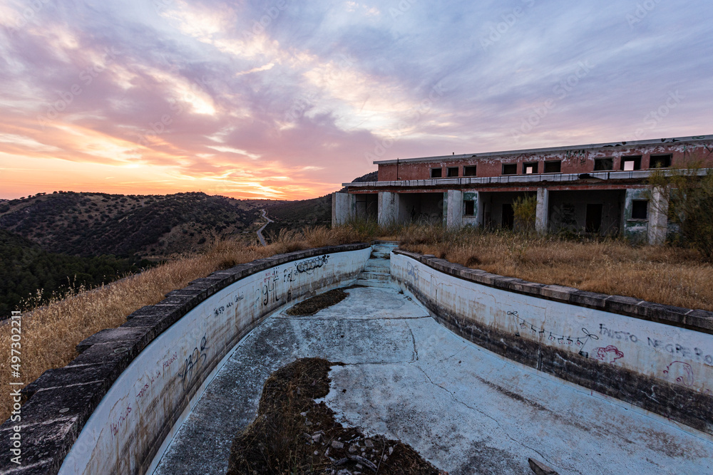 old abandoned and decline hotel and resturant